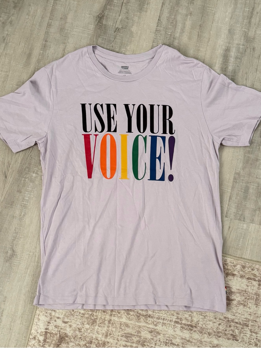 Levi’s Pride Rainbow “Use Your Voice” Lavender Graphic T-Shirt, Men’s Large